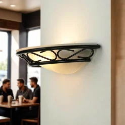 Alabaster Glas Wandleuchte Schwarz ATHEN rustikal