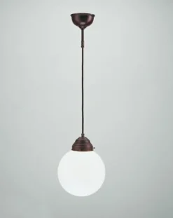 Antike Hängelampe blendarm Messing Glaskugel E27 Ø20 cm