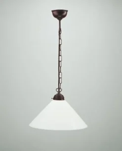 Antike Hängelampe rund Ø35 cm E27 Messing Glas blendarm