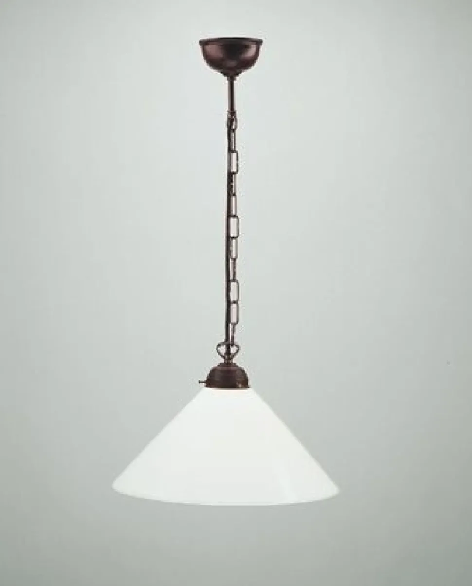 Antike Hängelampe rund Ø35 cm E27 Messing Glas blendarm