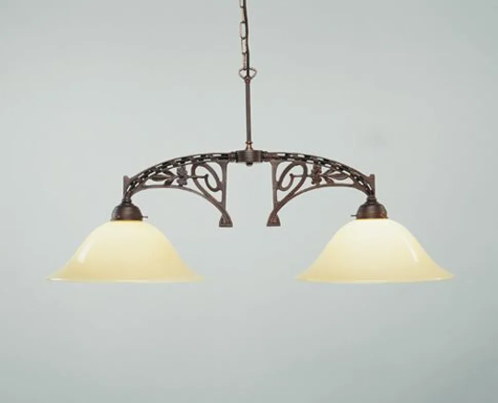 Antike Hängeleuchte Messing Glas Elfenbein E27 86 cm