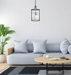 Art Déco Pendelleuchte Schwarz Ø 26 cm Kristall 2x E14