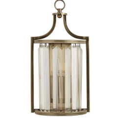 Art Déco Wandleuchte Kristall E14 H: 35 cm in Messing antik