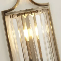 Art Déco Wandleuchte Kristall E14 H: 35 cm in Messing antik