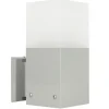 Außen Wandlampe eckig in Silber IP44 E27 AWERNE