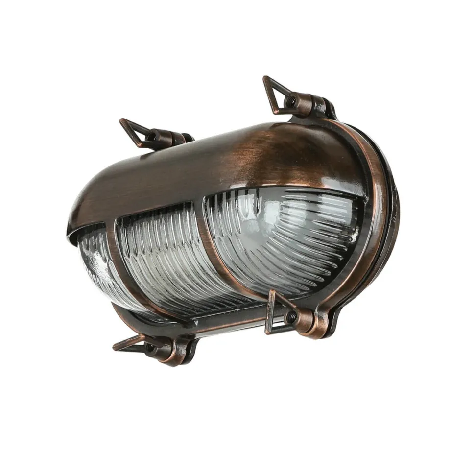 Außen Wandleuchte Messing massiv Glas IP64 E27 Weiß