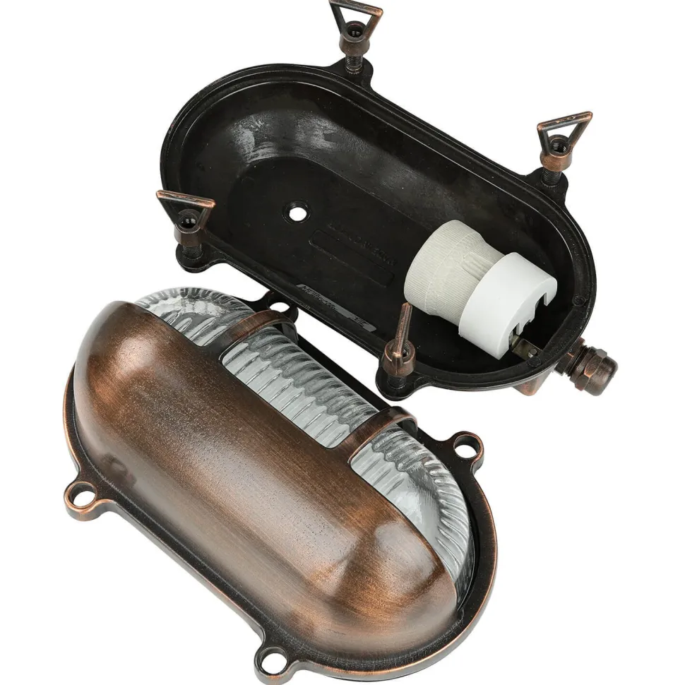 Außen Wandleuchte Messing massiv Glas IP64 E27 Weiß