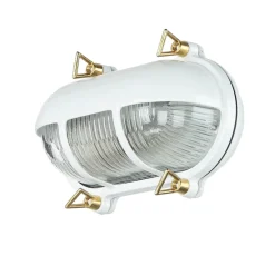 Außenleuchte Wand IP64 Messing Riffelglas Maritim E27