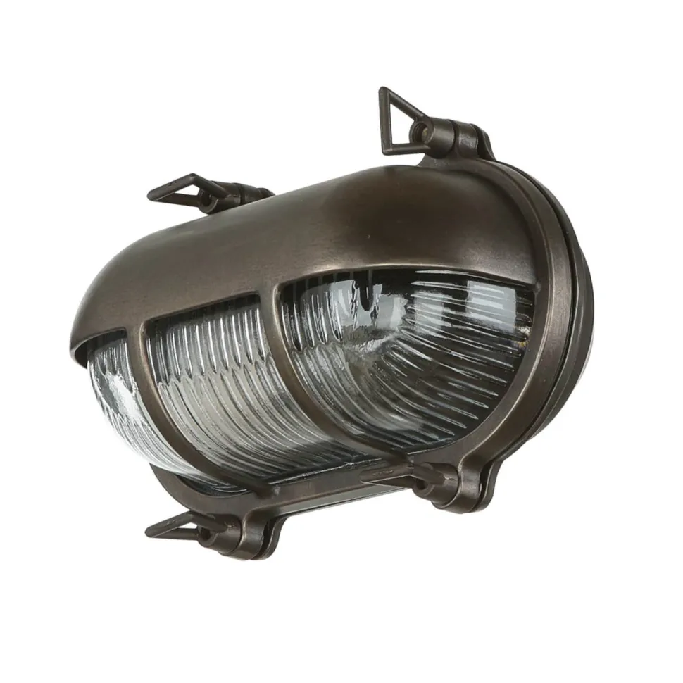 Außenleuchte Wand Messing Glas Maritim IP64 B: 21 cm E27