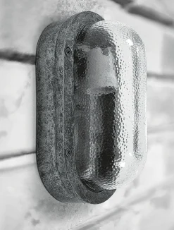 Außenleuchte Wand Messing massiv Glas 23 cm breit IP64