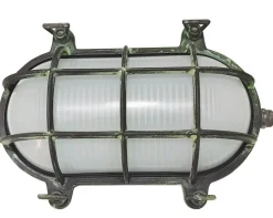 Außenwandlampe Echt-Messing Glas E27 IP64 B: 24 cm Maritim