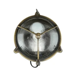 Außenwandlampe Glas Messing Haus rund rostfrei