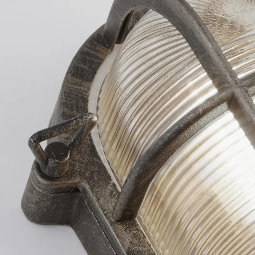 Außenwandlampe IP44 E27 H: 25 cm Maritim in Silber antik