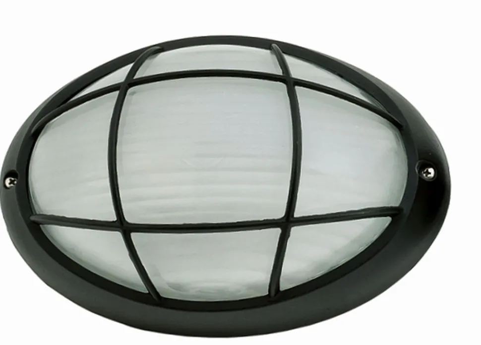 Außenwandlampe Maritim oval B:22cm IP44 E27 Schwarz