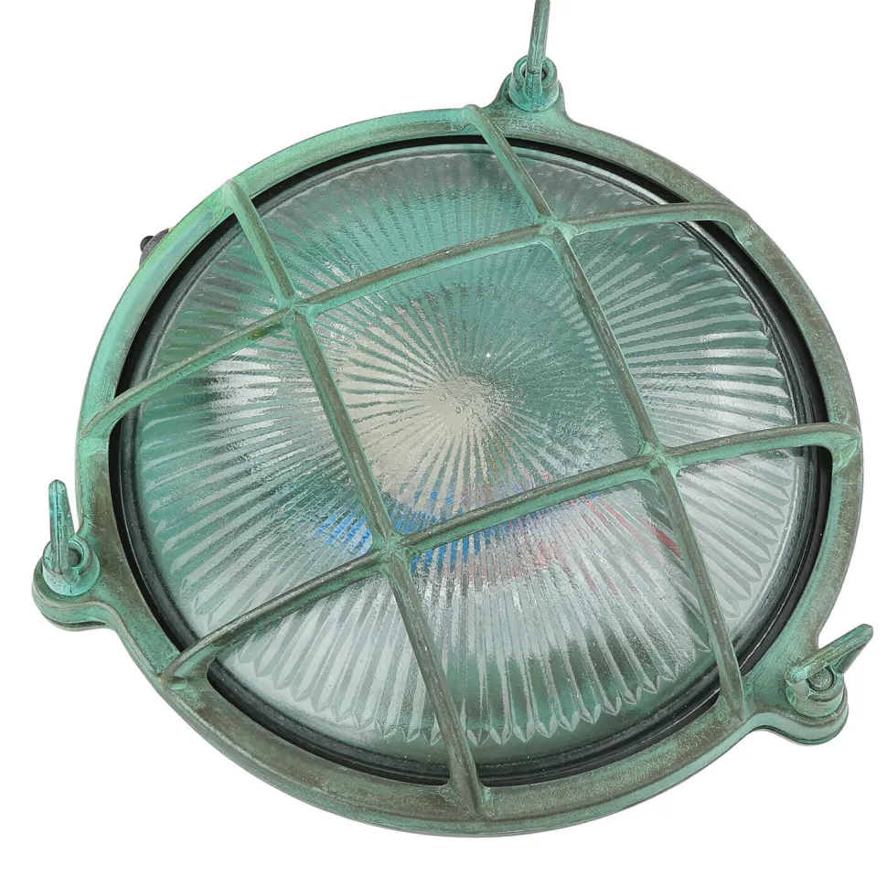 Außenwandlampe Messing Glas Maritim Ø 21 cm Grün