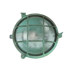 Außenwandlampe Messing Glas Maritim Ø 21 cm Grün