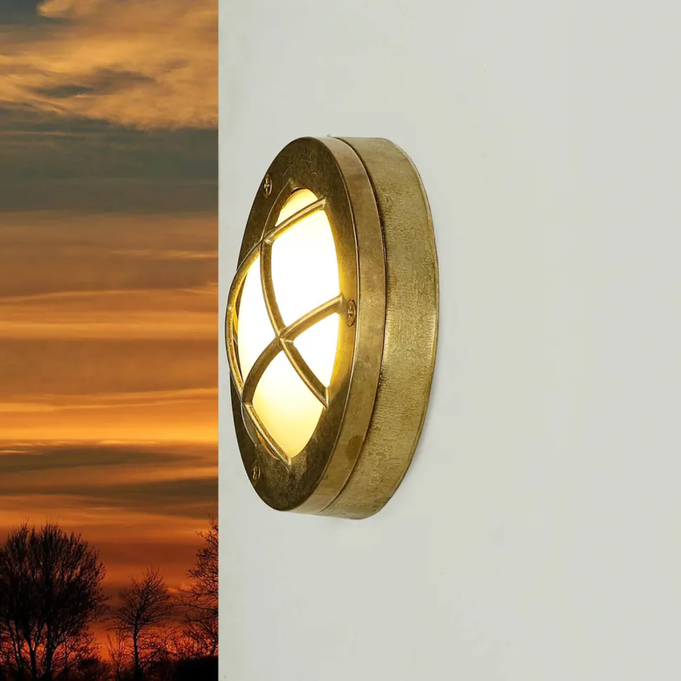 Außenwandlampe Messing Maritim rund Terrasse Haus