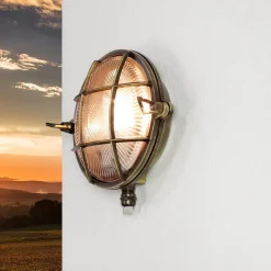 Außenwandleuchte Antik Echt Messing Käfigschirm