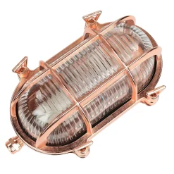 Außenwandleuchte Messing Riffelglas IP64 Kupfer E27