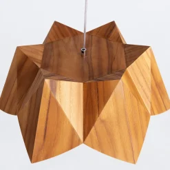 Außergewöhnliche Hängelampe Holz Furnier Teak B: 46 cm E27