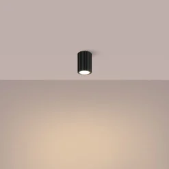 Aufbauspot Schwarz klein GU10 Ø 6,5 cm H: 10 cm Aluminium