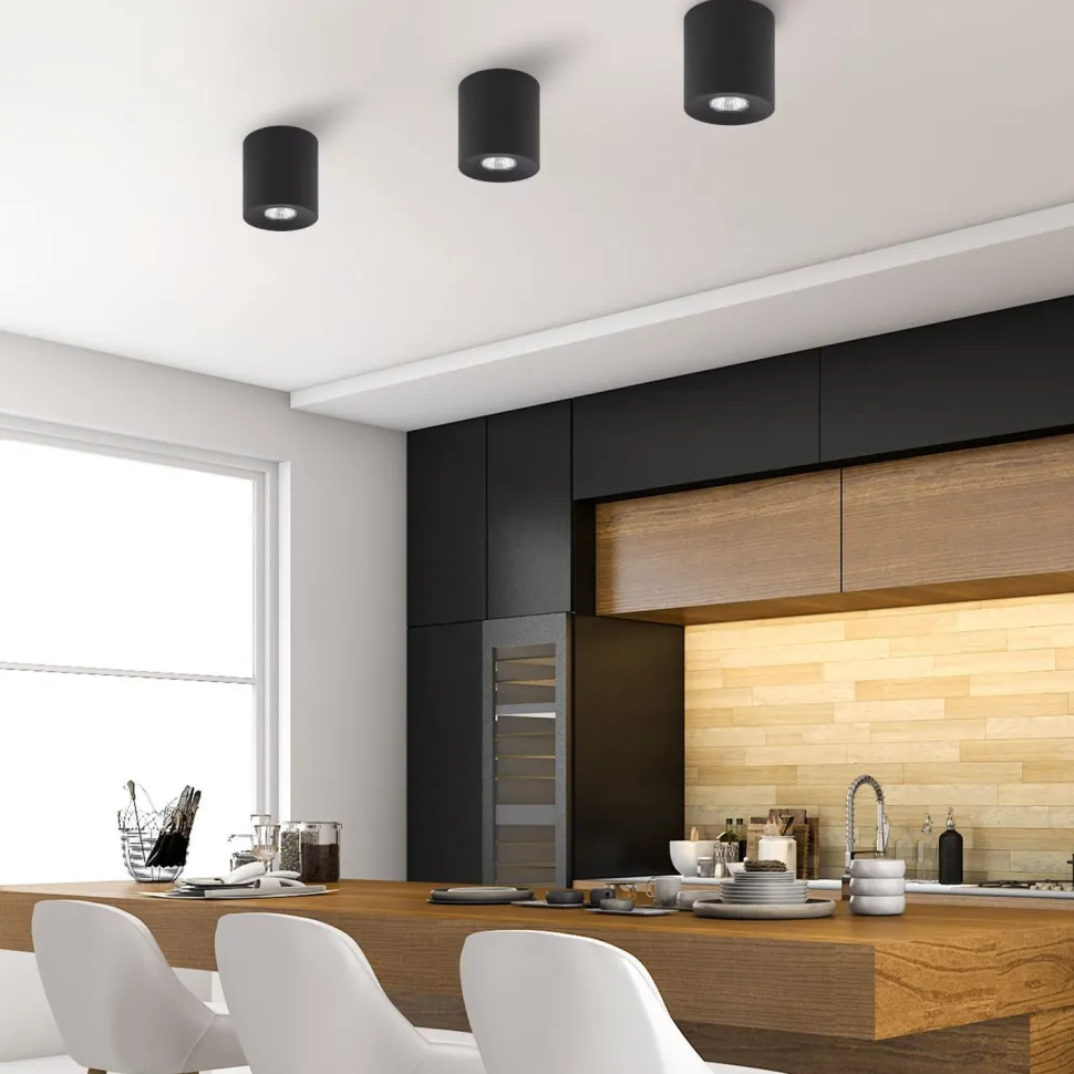 Aufbauspot Schwarz Metall Ø 11 cm rund GU10 ADELIA