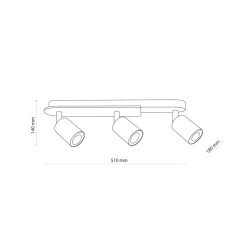 Aufbaustrahler 3-flammig GU10 51 cm Metall Holz Modern
