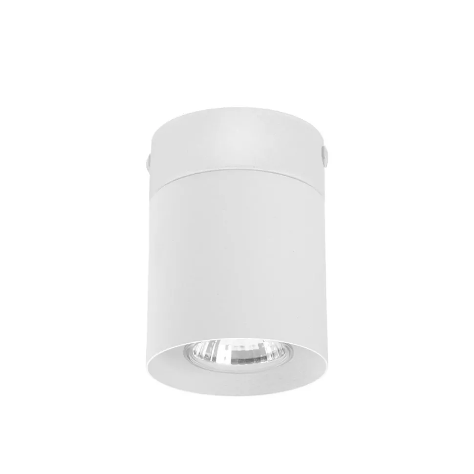 Aufbaustrahler GU10 Metall Weiß akzentuiert Ø8 cm