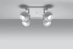 Aufbaustrahler Weiß Stahl 4-flammig Retro FAVONIA