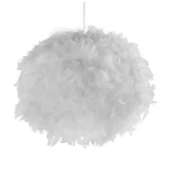 Auffällige Pendelleuchte Federn 50 cm rund E27 in Weiß