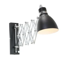 Ausziehbarer Wandspot Schwarz dimmbar E27 mit Stecker