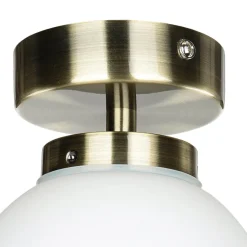 Badezimmerlampe Decke in Messing Weiß Glas Kugel