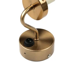 Badezimmerlampe IP44 mit Schalter in Messing Weiß