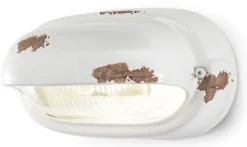 Badezimmerlampe Keramik Glas B: 24 cm Weiß Shabby Antik