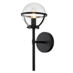 Badezimmerlampe Metall Glas IP44 40,3 cm hoch Schwarz