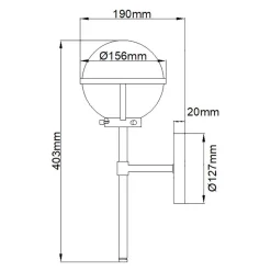 Badezimmerlampe Metall Glas IP44 40,3 cm hoch Schwarz