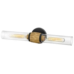 Badezimmerlampe Wand 56,5 cm breit IP44 2x E27 Metall Glas