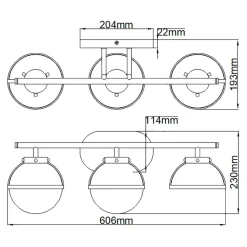 Badezimmerlampe Wand IP44 60,6 cm breit Metall Glas E14