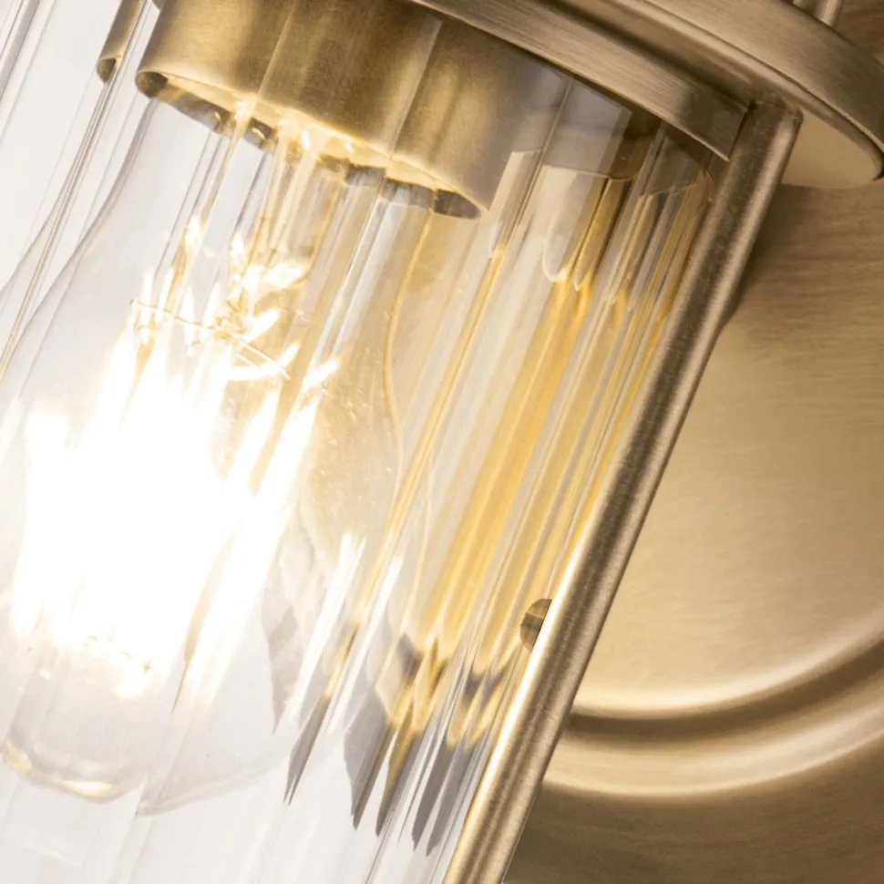 Badezimmerlampe Wand IP44 H: 21,8 cm Metall Glas E27