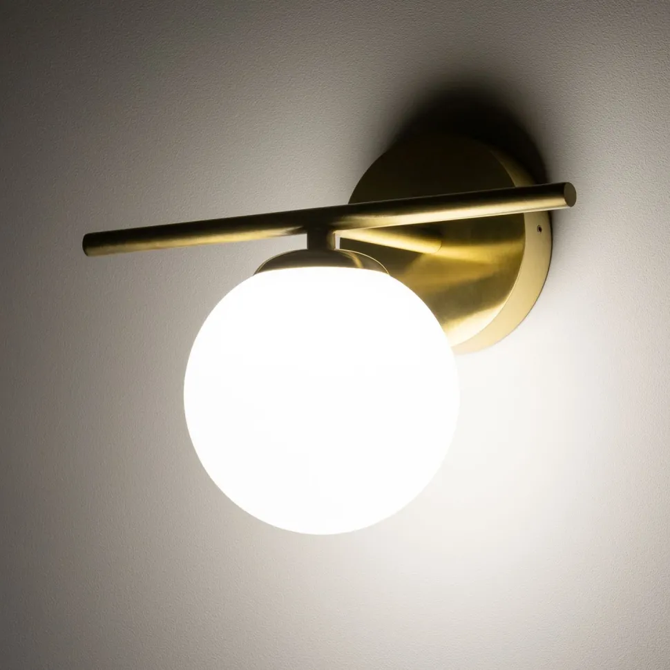 Badezimmerleuchte Kugelschirm G9 IP44 in Messing Weiß