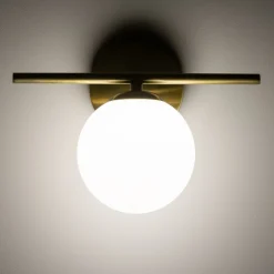 Badezimmerleuchte Kugelschirm G9 IP44 in Messing Weiß