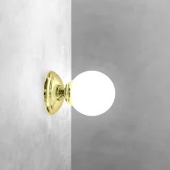 Badezimmerleuchte Wand Ø 12 cm Kugelschirm Glas Messing E14