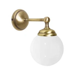 Badezimmerleuchte Wand B: 12 cm Kugelschirm Glas Messing E14