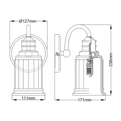 Badezimmerleuchte Wand mit LED G9 IP44 23,7 cm hoch