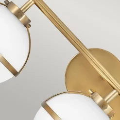 Badlampe Glas Metall E14 IP44 B: 60,6 cm Messing Antik Weiß