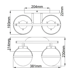 Badlampe Spiegel Metall Glas B: 38,1 cm IP44 in Messing Antik