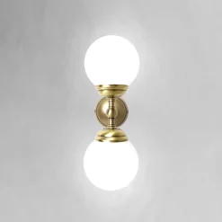 Badlampe Wand H: 36 cm 2-flammig E14 Glas Messing