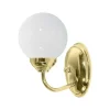 Badlampe Wand Messing Glas Kugelschirm E14 H: 20,5 cm