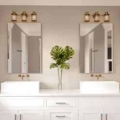 Badleuchte Wand Metall Glas IP44 B: 56 cm 3-flammig länglich