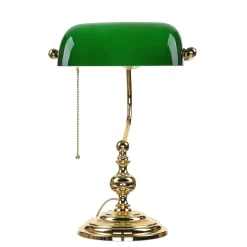 Banker Tischlampe Gold 24K aus Echt-Messing